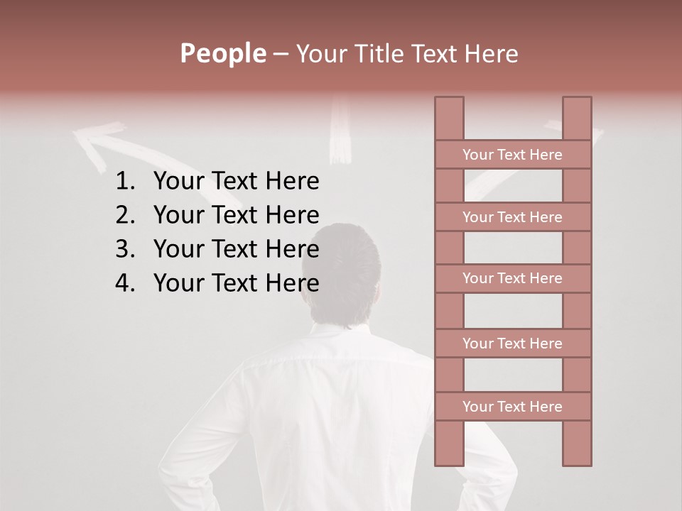 A Man Standing In Front Of A Wall With Arrows Drawn On It PowerPoint Template