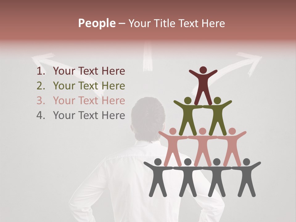 A Man Standing In Front Of A Wall With Arrows Drawn On It PowerPoint Template