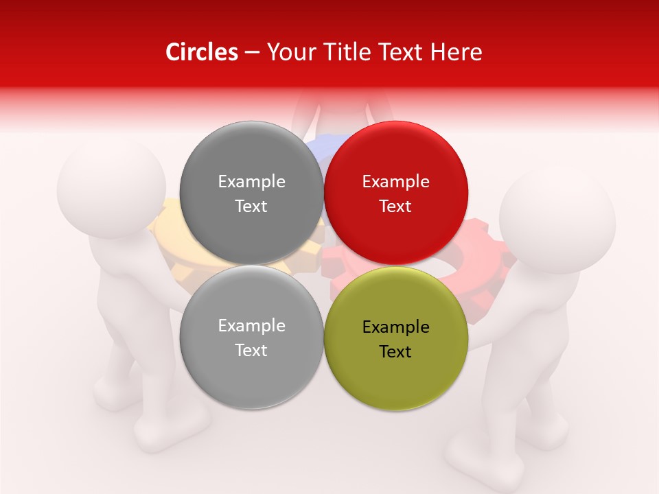 A Group Of People Standing Around Colorful Gears PowerPoint Template