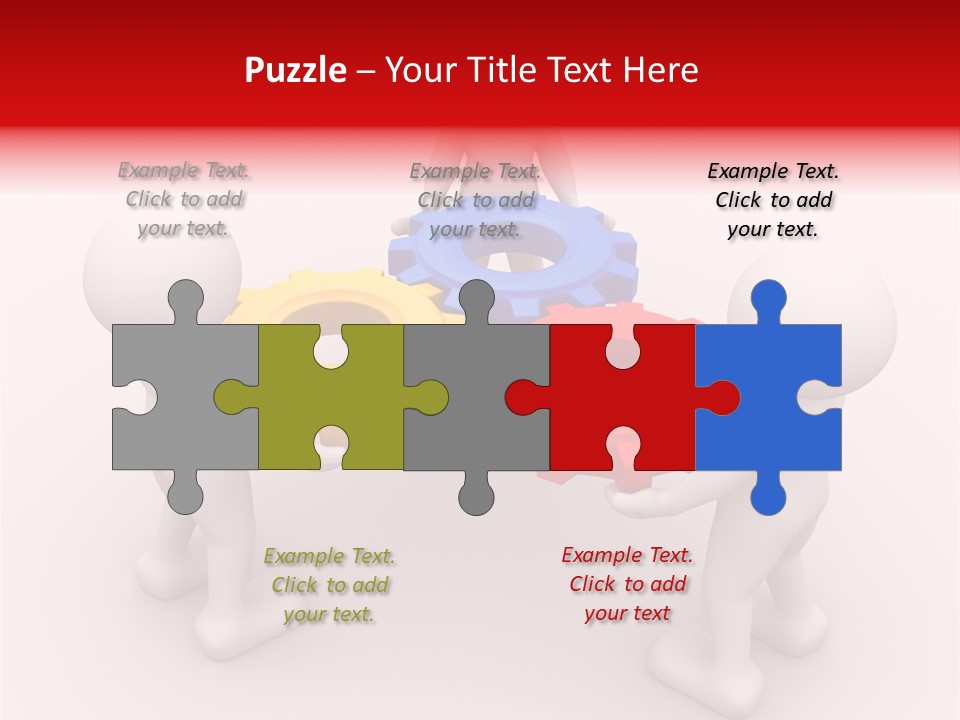 A Group Of People Standing Around Colorful Gears PowerPoint Template