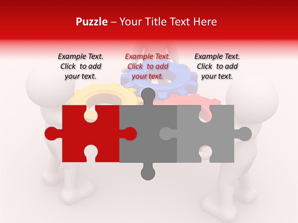 A Group Of People Standing Around Colorful Gears PowerPoint Template