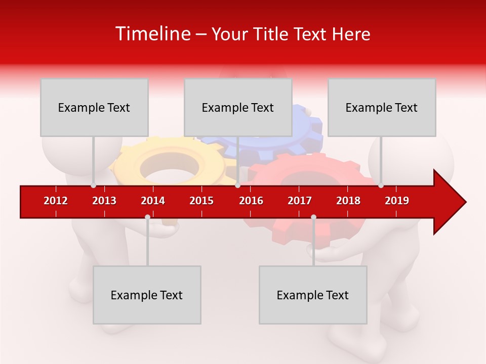 A Group Of People Standing Around Colorful Gears PowerPoint Template