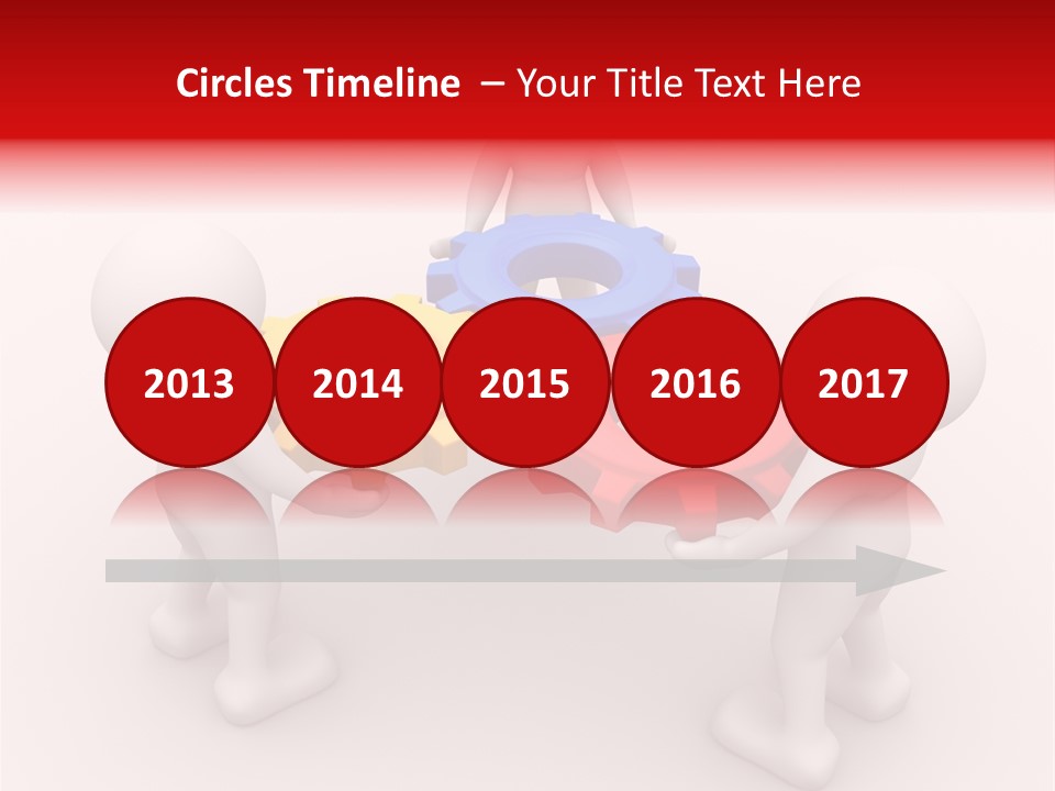 A Group Of People Standing Around Colorful Gears PowerPoint Template