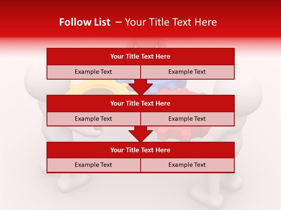 A Group Of People Standing Around Colorful Gears PowerPoint Template