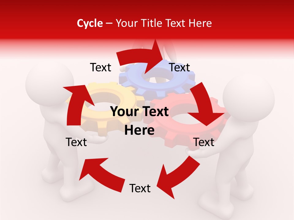 A Group Of People Standing Around Colorful Gears PowerPoint Template