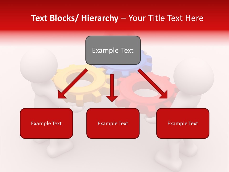 A Group Of People Standing Around Colorful Gears PowerPoint Template