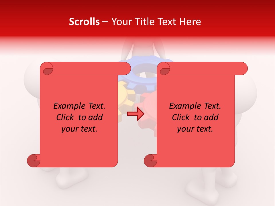 A Group Of People Standing Around Colorful Gears PowerPoint Template