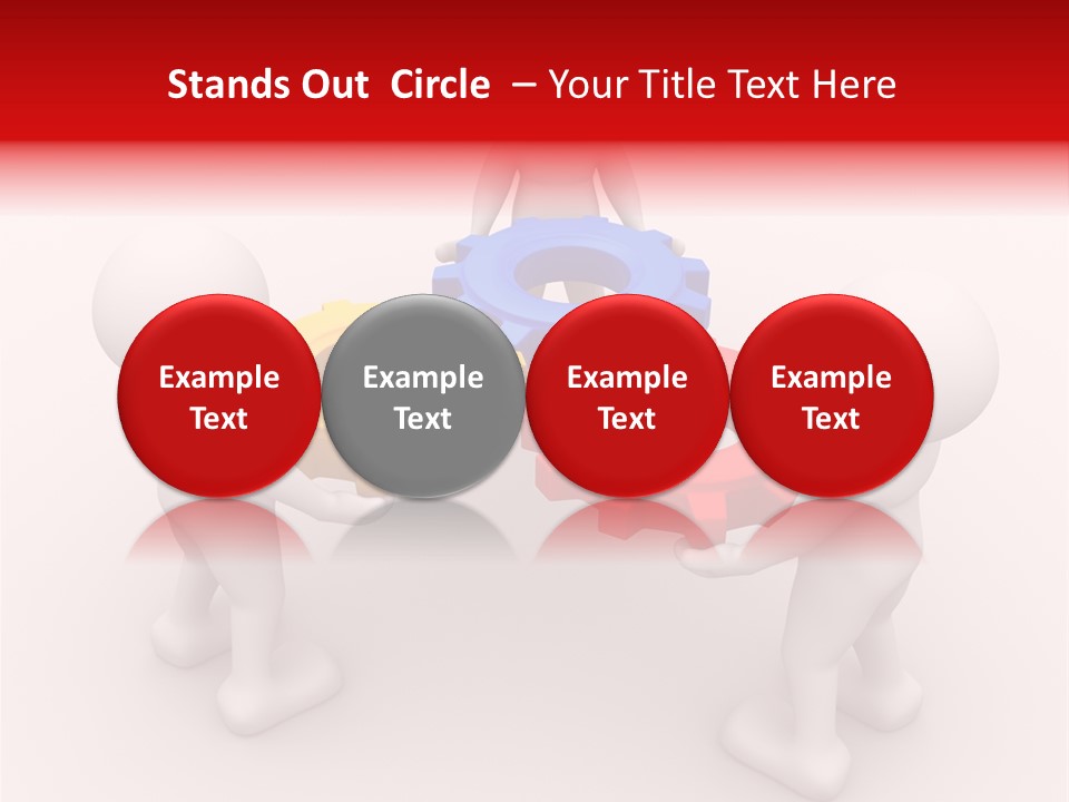 A Group Of People Standing Around Colorful Gears PowerPoint Template