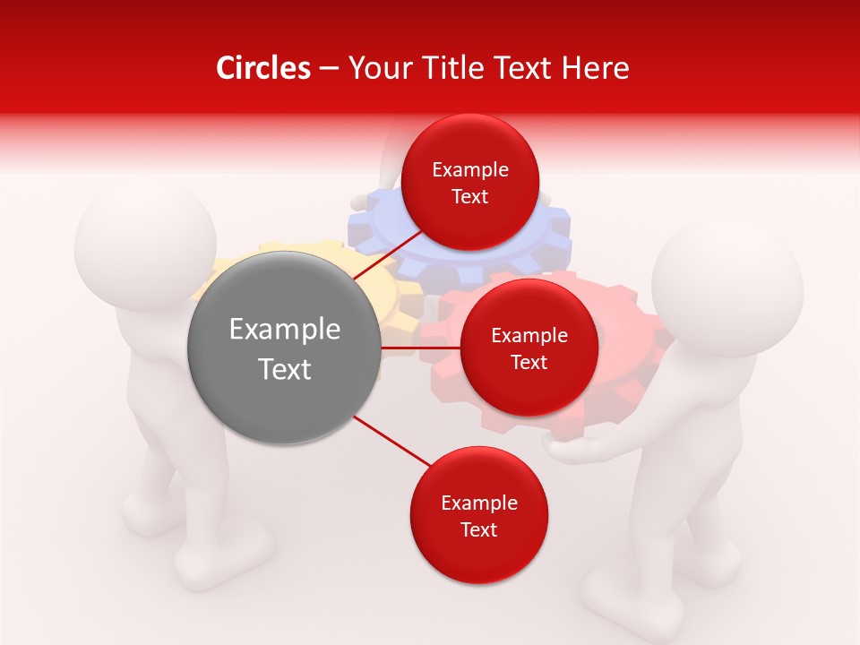 A Group Of People Standing Around Colorful Gears PowerPoint Template
