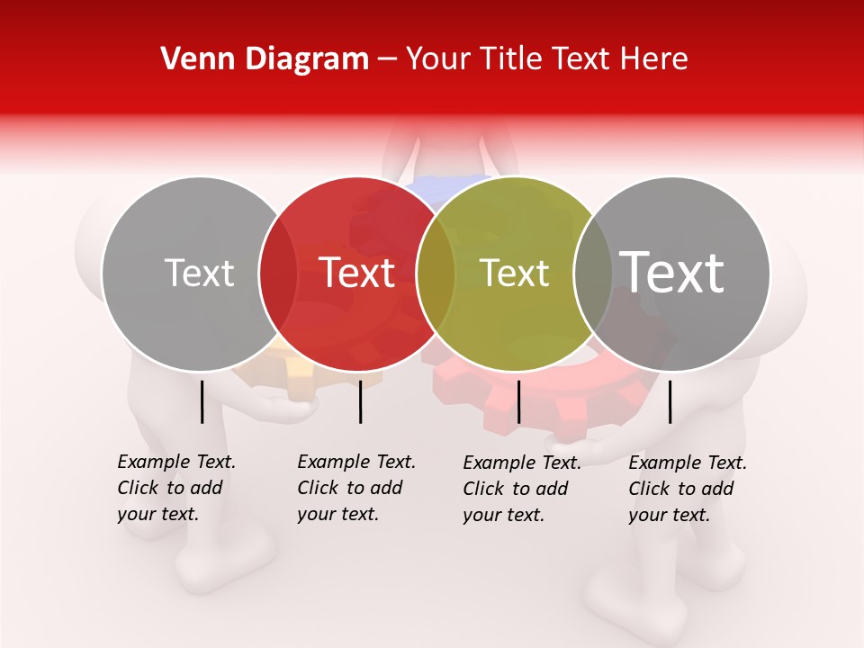 A Group Of People Standing Around Colorful Gears PowerPoint Template