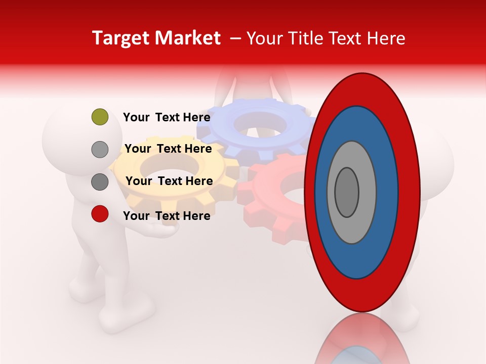 A Group Of People Standing Around Colorful Gears PowerPoint Template