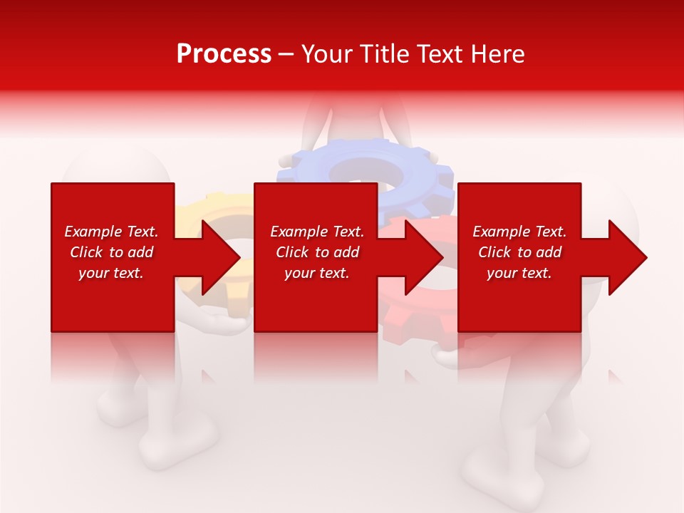 A Group Of People Standing Around Colorful Gears PowerPoint Template