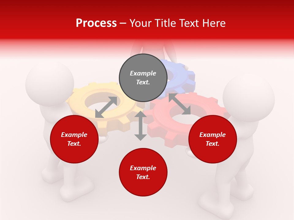 A Group Of People Standing Around Colorful Gears PowerPoint Template