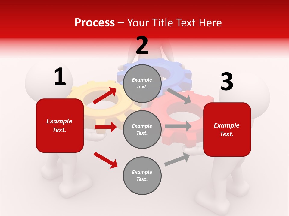 A Group Of People Standing Around Colorful Gears PowerPoint Template