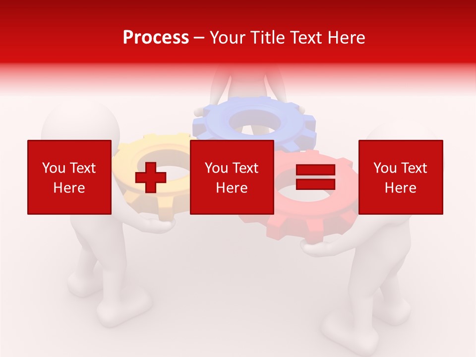 A Group Of People Standing Around Colorful Gears PowerPoint Template