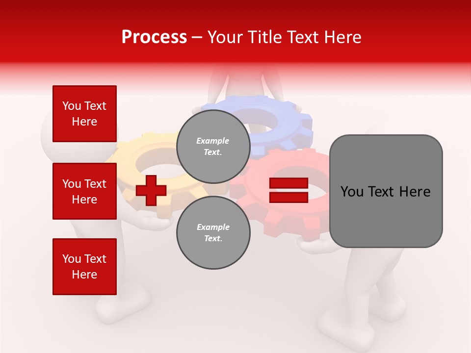 A Group Of People Standing Around Colorful Gears PowerPoint Template