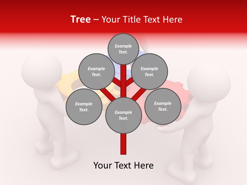 A Group Of People Standing Around Colorful Gears PowerPoint Template