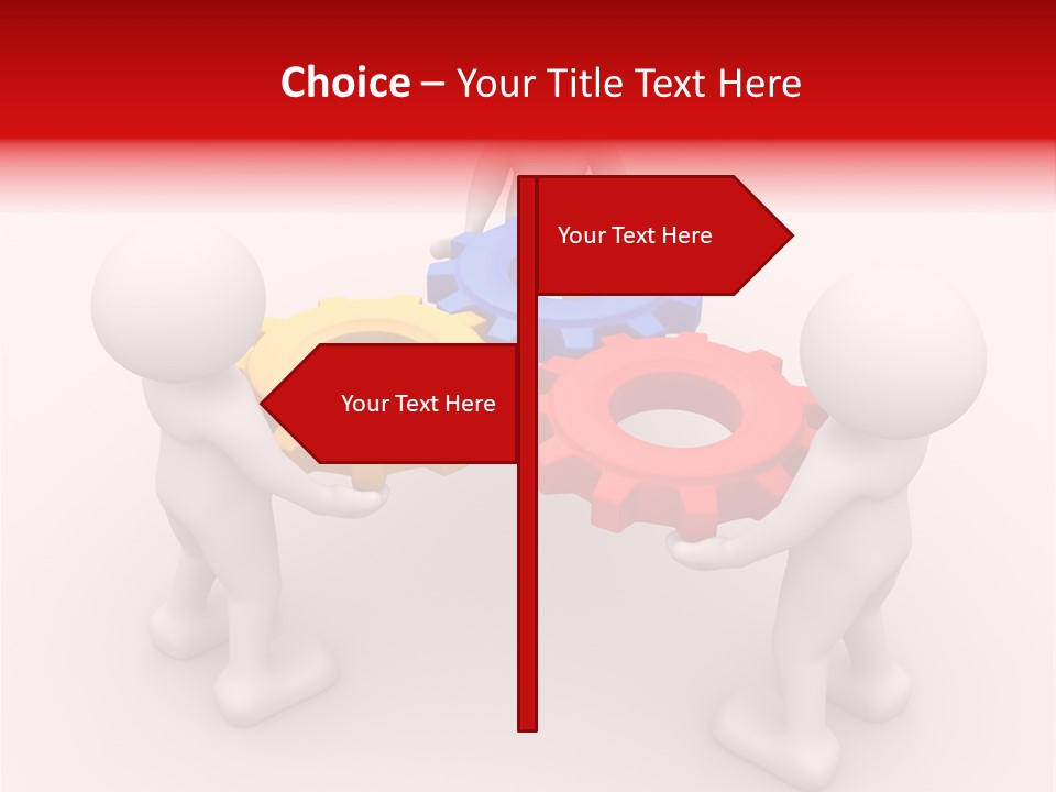 A Group Of People Standing Around Colorful Gears PowerPoint Template