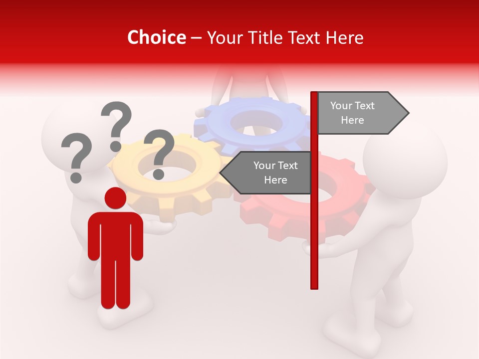 A Group Of People Standing Around Colorful Gears PowerPoint Template