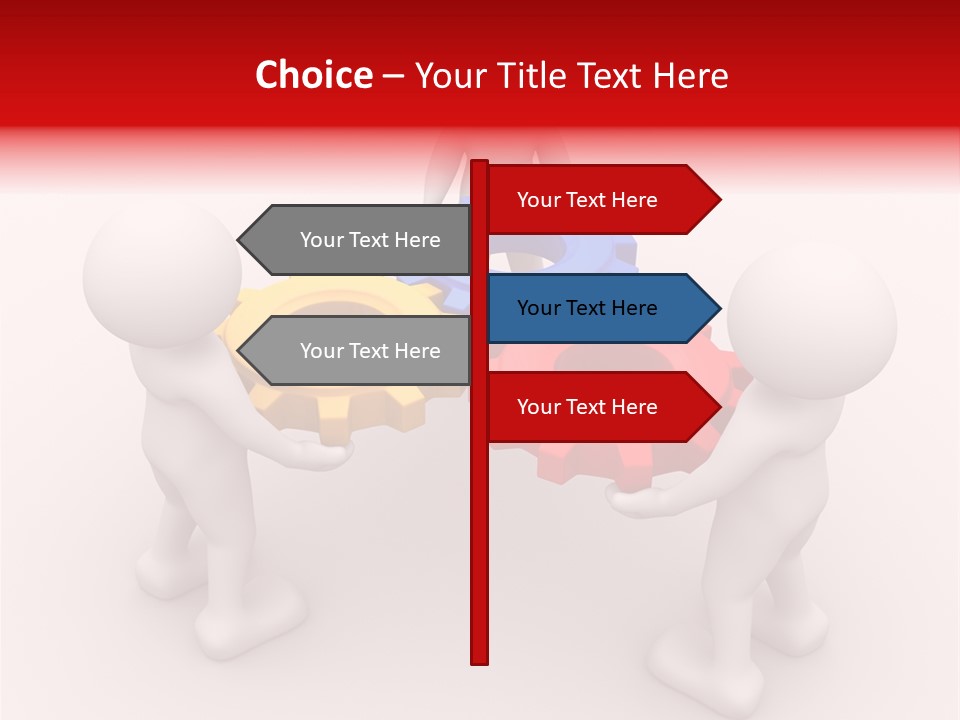 A Group Of People Standing Around Colorful Gears PowerPoint Template