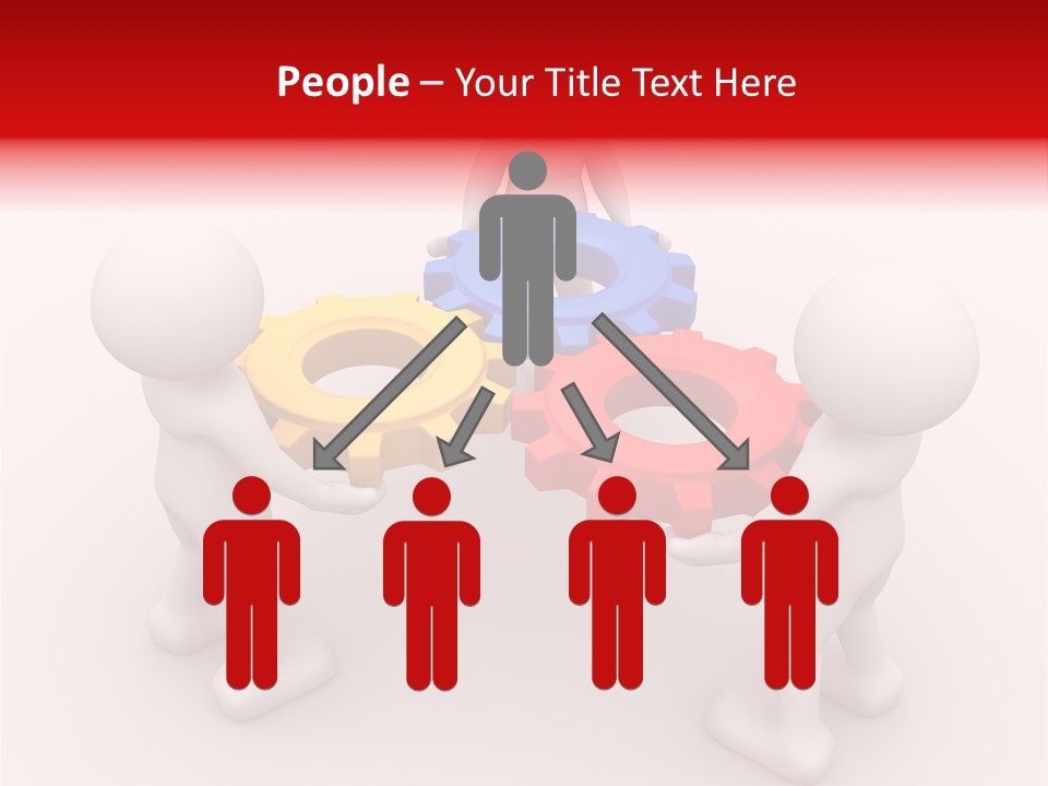 A Group Of People Standing Around Colorful Gears PowerPoint Template
