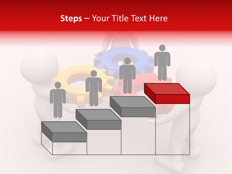 A Group Of People Standing Around Colorful Gears PowerPoint Template