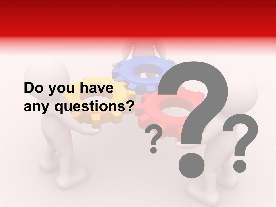 A Group Of People Standing Around Colorful Gears PowerPoint Template