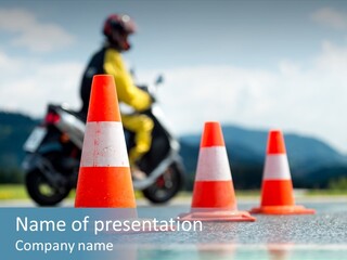 Asphalt Traffic Cone Learning PowerPoint Template