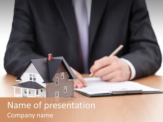 Wooden Credit Business Man PowerPoint Template