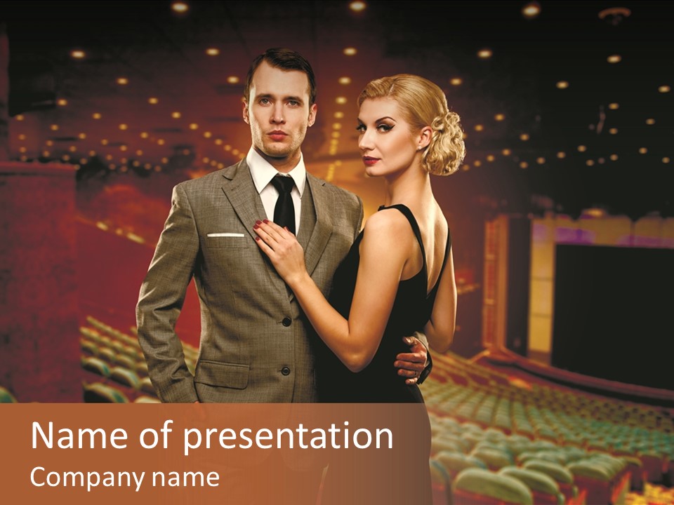 Couple Indoors Theatrical PowerPoint Template