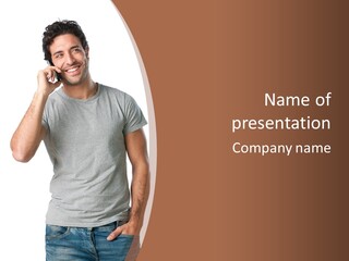 Carefree Smiling Man Satisfied PowerPoint Template