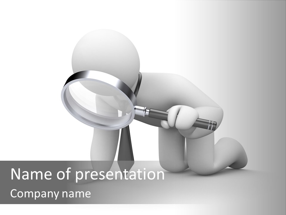 White Magnification Person PowerPoint Template