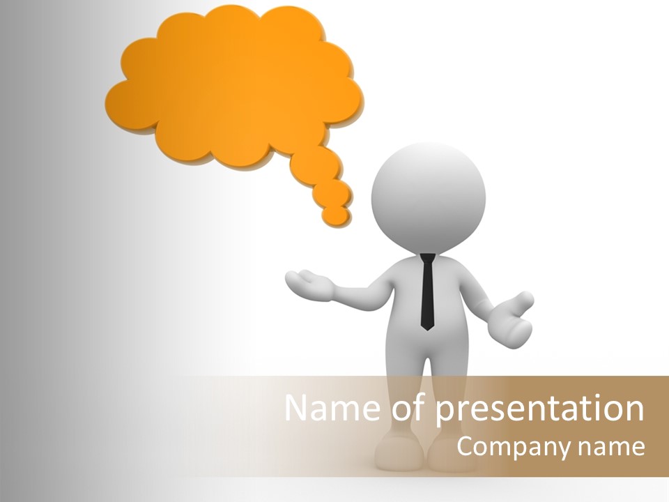 A Person In A Tie With A Thought Bubble PowerPoint Template