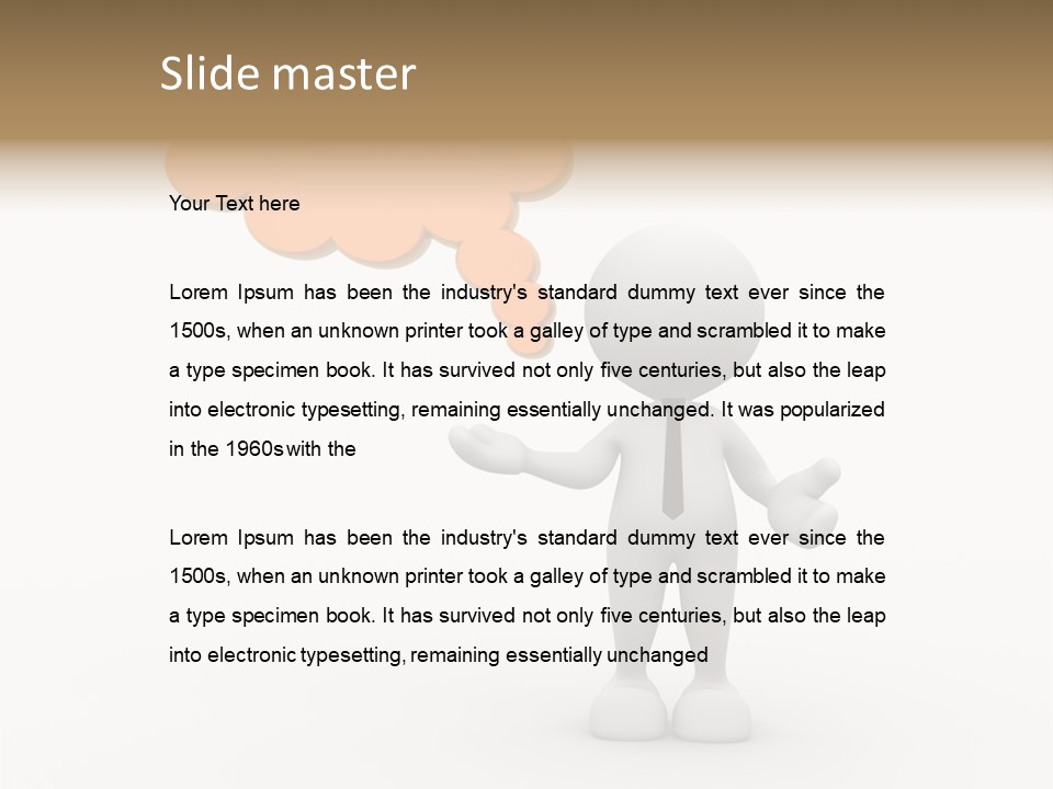 A Person In A Tie With A Thought Bubble PowerPoint Template