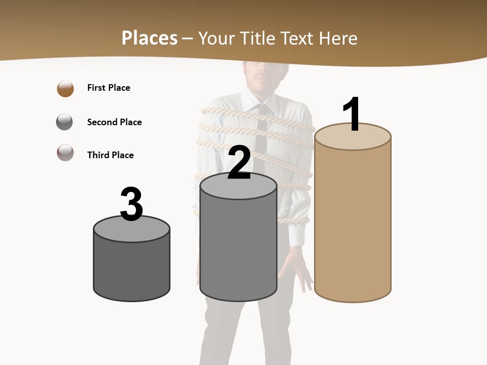 A Man In A Business Suit With Chains On His Back PowerPoint Template