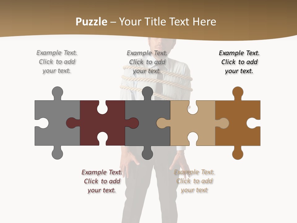 A Man In A Business Suit With Chains On His Back PowerPoint Template