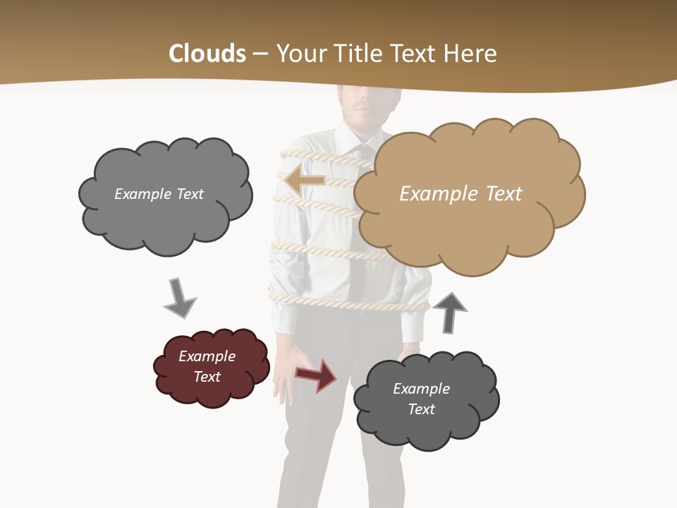 A Man In A Business Suit With Chains On His Back PowerPoint Template