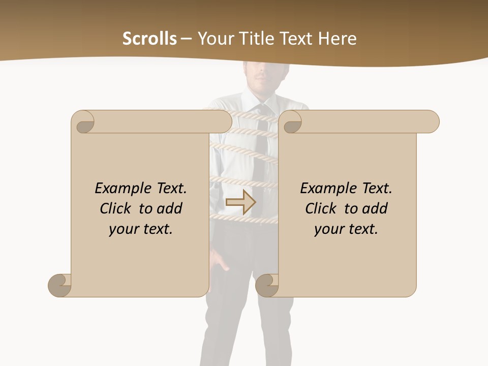 A Man In A Business Suit With Chains On His Back PowerPoint Template