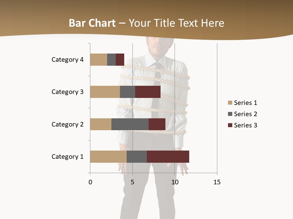 A Man In A Business Suit With Chains On His Back PowerPoint Template