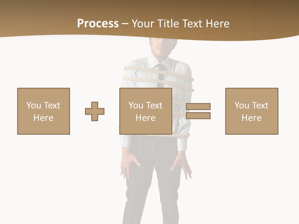 A Man In A Business Suit With Chains On His Back PowerPoint Template