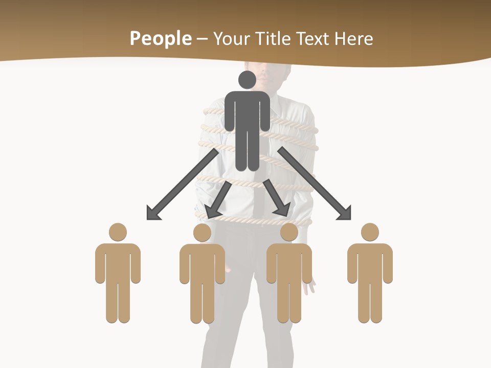 A Man In A Business Suit With Chains On His Back PowerPoint Template