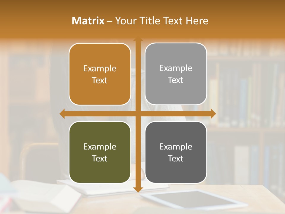 Indoors Bookcase Writing PowerPoint Template