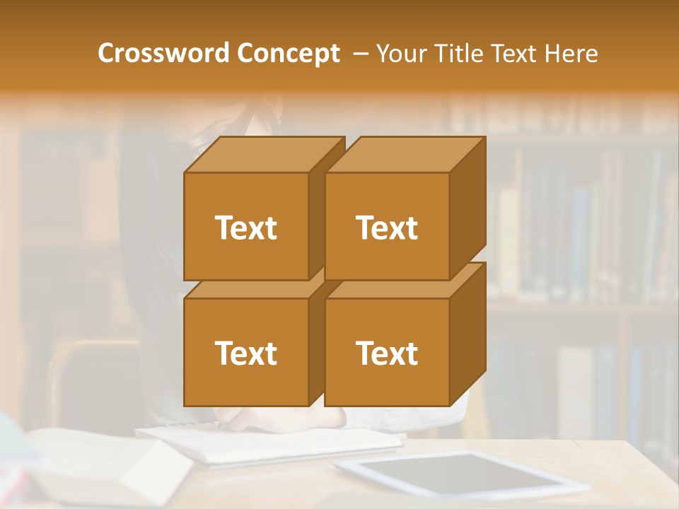 Indoors Bookcase Writing PowerPoint Template