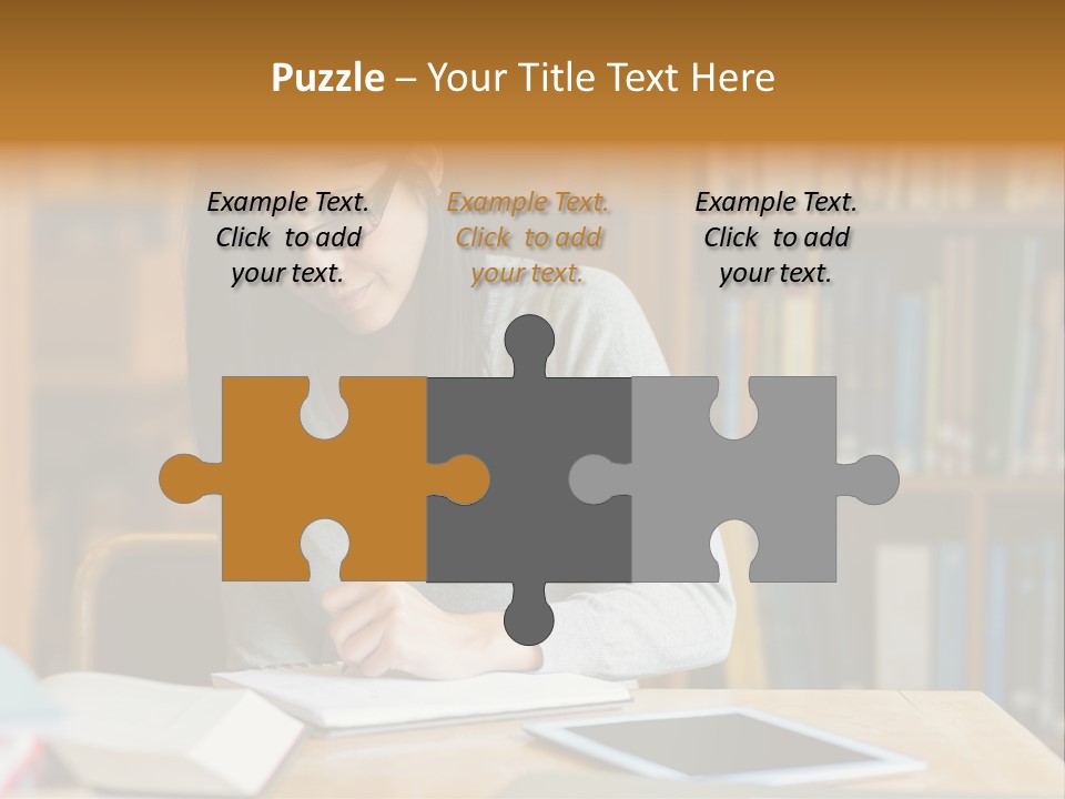 Indoors Bookcase Writing PowerPoint Template