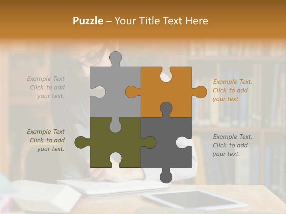 Indoors Bookcase Writing PowerPoint Template