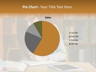 Indoors Bookcase Writing PowerPoint Template