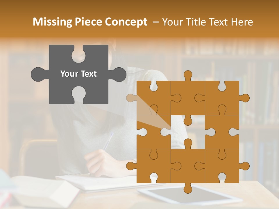 Indoors Bookcase Writing PowerPoint Template