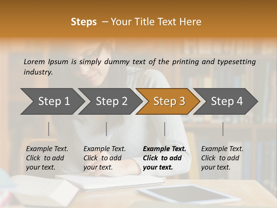 Indoors Bookcase Writing PowerPoint Template