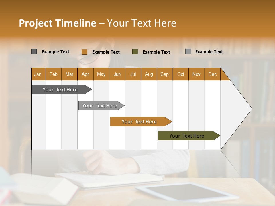 Indoors Bookcase Writing PowerPoint Template