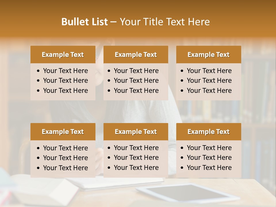 Indoors Bookcase Writing PowerPoint Template
